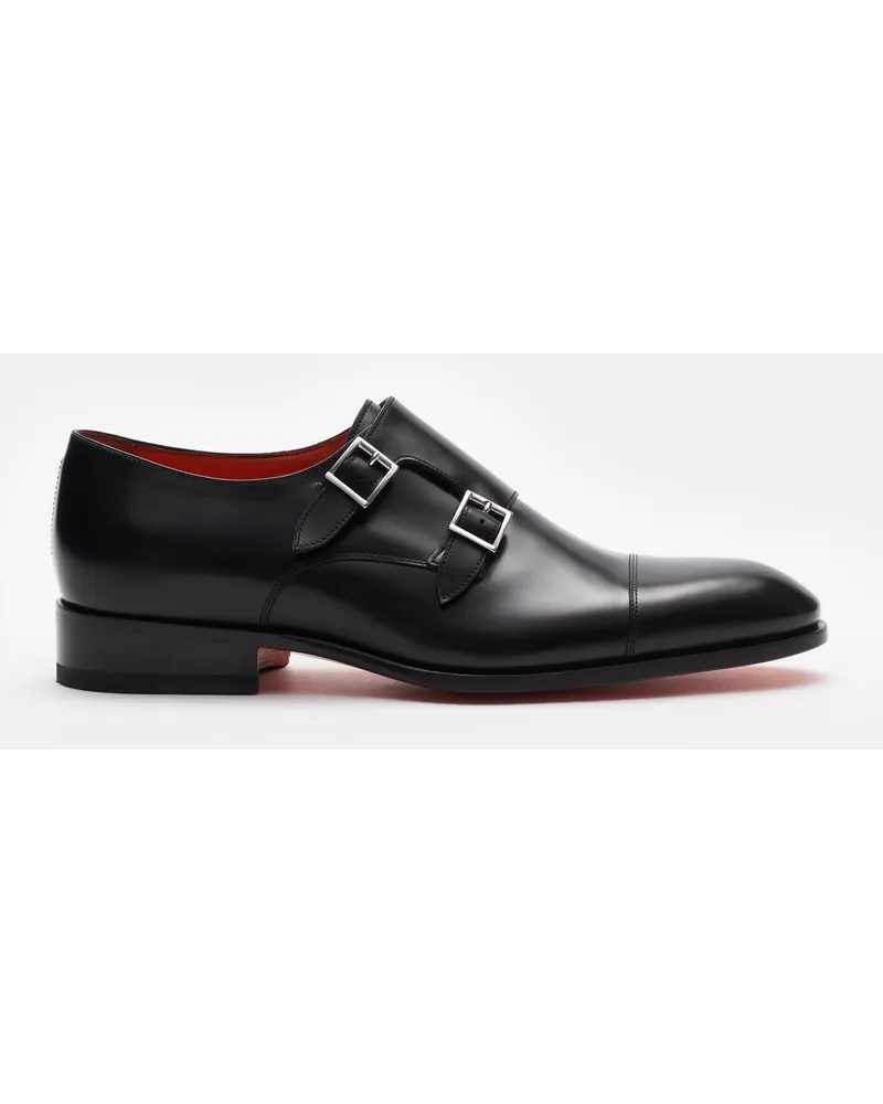 Santoni Doppelmonk schwarz Schwarz