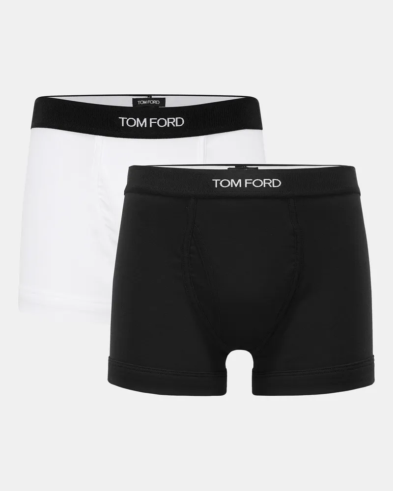 Tom Ford Herren - Boxershorts 2er-Set schwarz/weiß Schwarz