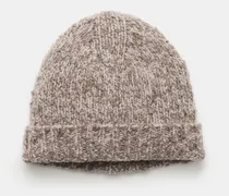 Herren - Wollmütze 'Handknit Hat' graubraun/beige