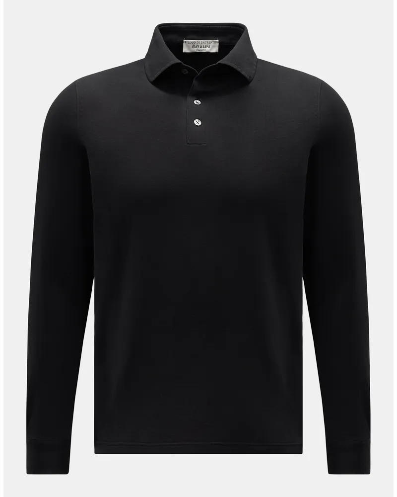 Filippo de Laurentiis Longsleeve-Poloshirt schwarz Schwarz