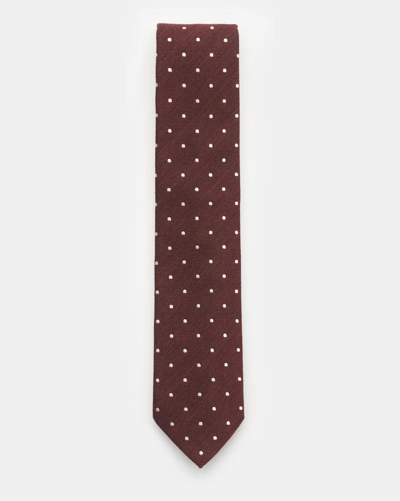 Bigli Herren - Seidenkrawatte 'Loira' bordeaux/silbergrau gepunktet Bordeaux