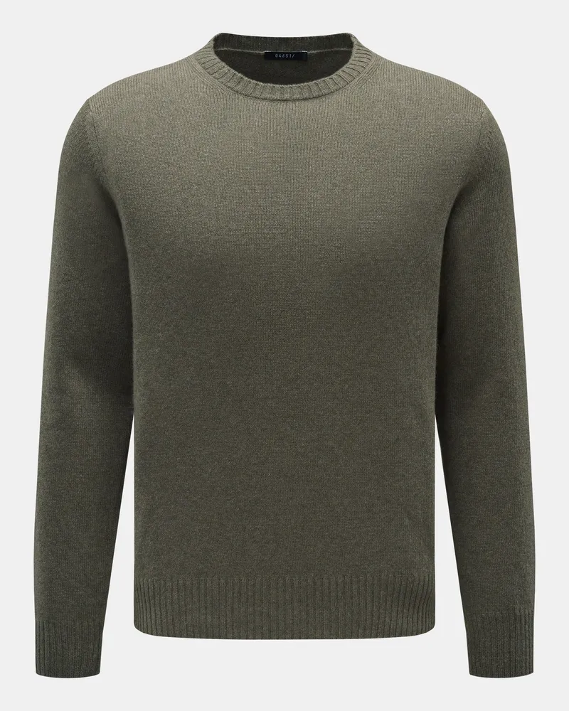 04651/ Herren - Cashmere Rundhalspullover 'Crew' oliv meliert Oliv