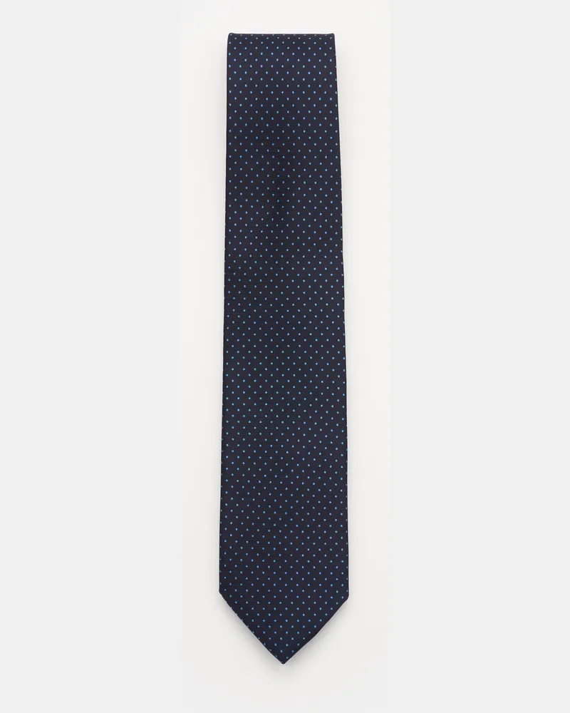Bigli Herren - Seidenkrawatte 'Nilo' dark navy/blau gepunktet Dark