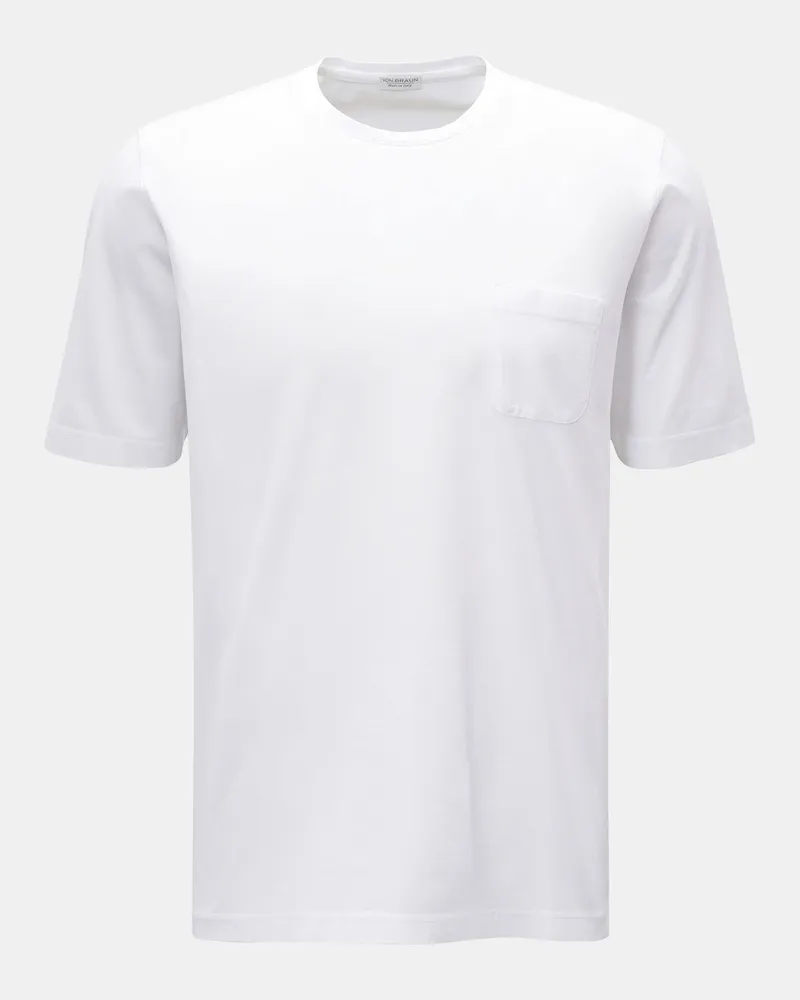 von BRAUN Herren - Rundhals-T-Shirt weiß Weiß