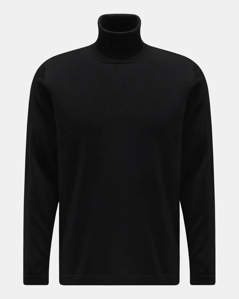 04651/ Herren - Merino Rollkragenpullover schwarz Schwarz