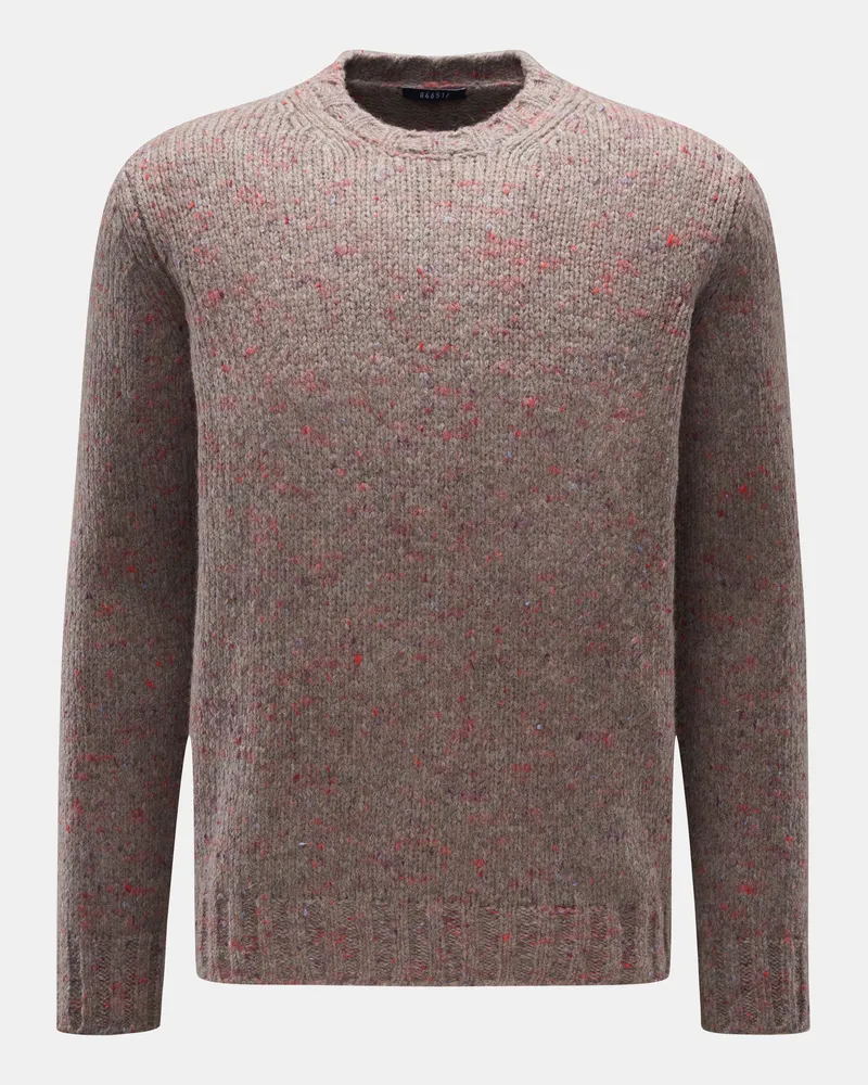 04651/ Herren - Rundhalspullover 'Donegal Crew' taupe/rot/hellblau meliert Taupe