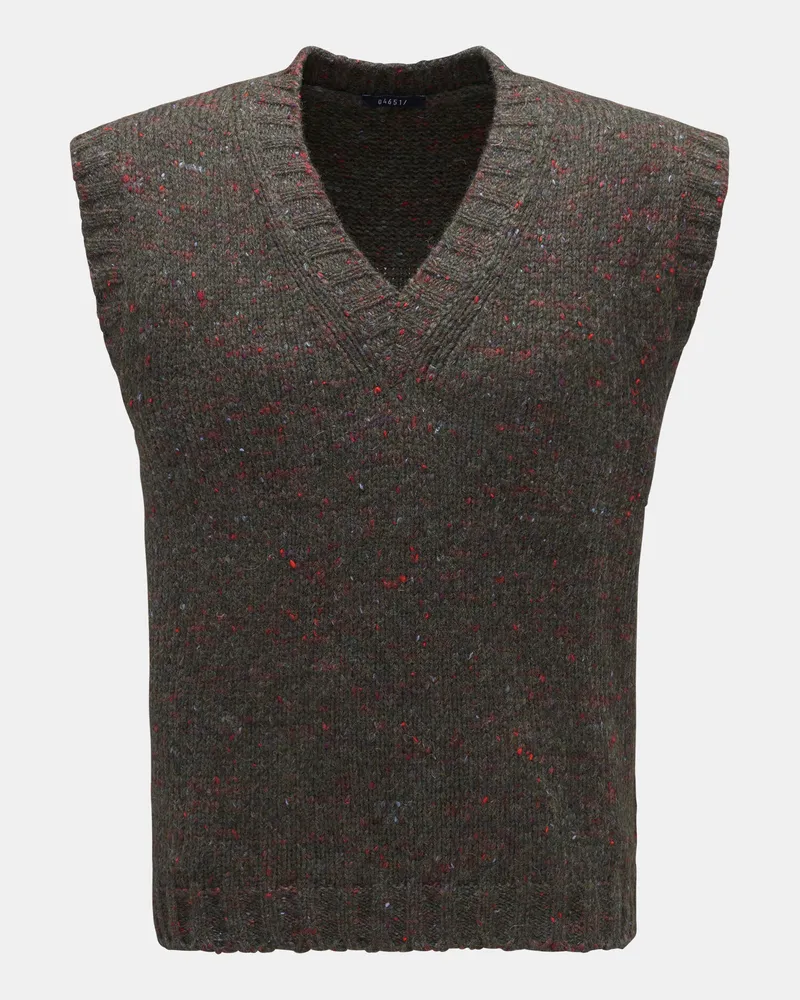 04651/ Herren - Pullunder 'Donegal' dark olive/hellrot gemustert Dark