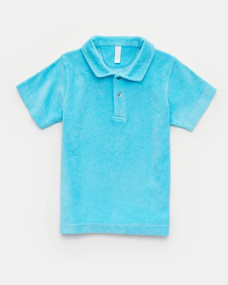 04651/ Herren - Kinder Frottee-Poloshirt 'Kids Terry Polo' türkis Türkis