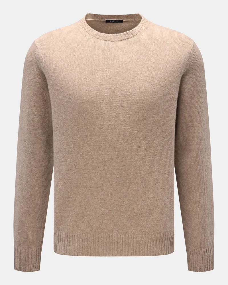 04651/ Herren - Cashmere Rundhalspullover 'Crew' beige meliert Beige
