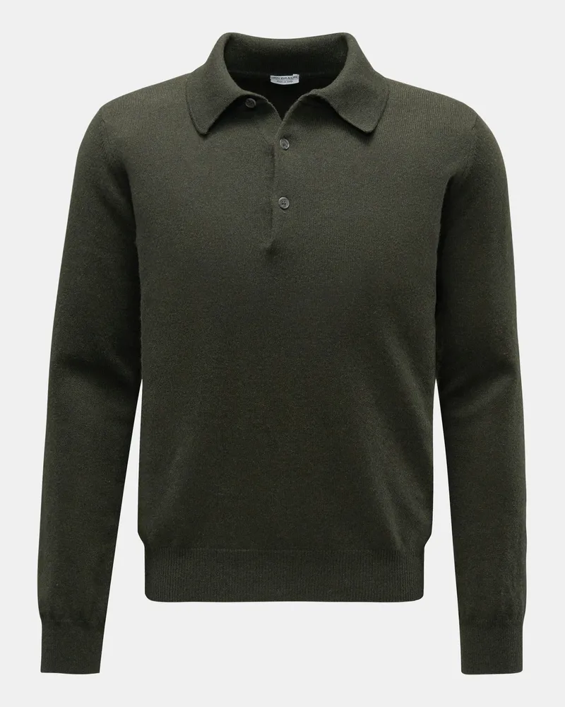 von BRAUN Herren - Cashmere Strickpolo dark olive Dark