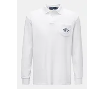 Frottee Longsleeve-Poloshirt weiß