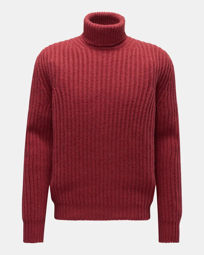 von BRAUN Herren - Cashmere Rollkragenpullover rot Rot