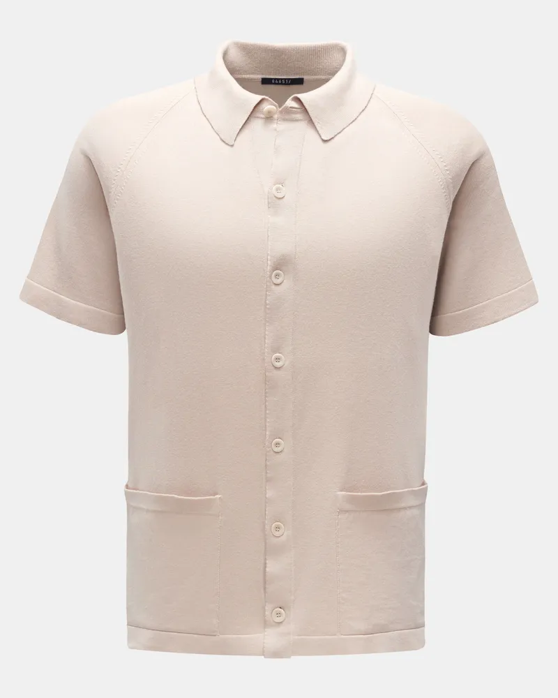 04651/ Herren - Kurzarm-Strickhemd 'Foggy Shirt' schmaler Kragen beige Beige