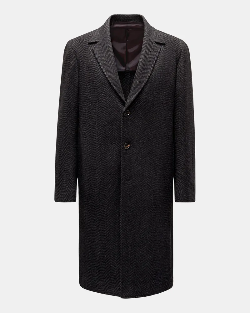 Stile Latino Herren - Cashmere Mantel 'Cuenea' dunkelgrau/schwarz gemustert Dunkelgrau