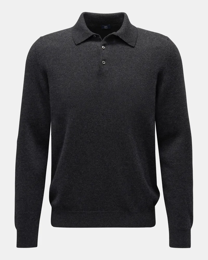 Fedeli Herren - Cashmere Strickpolo 'Sportman' dunkelgrau Dunkelgrau