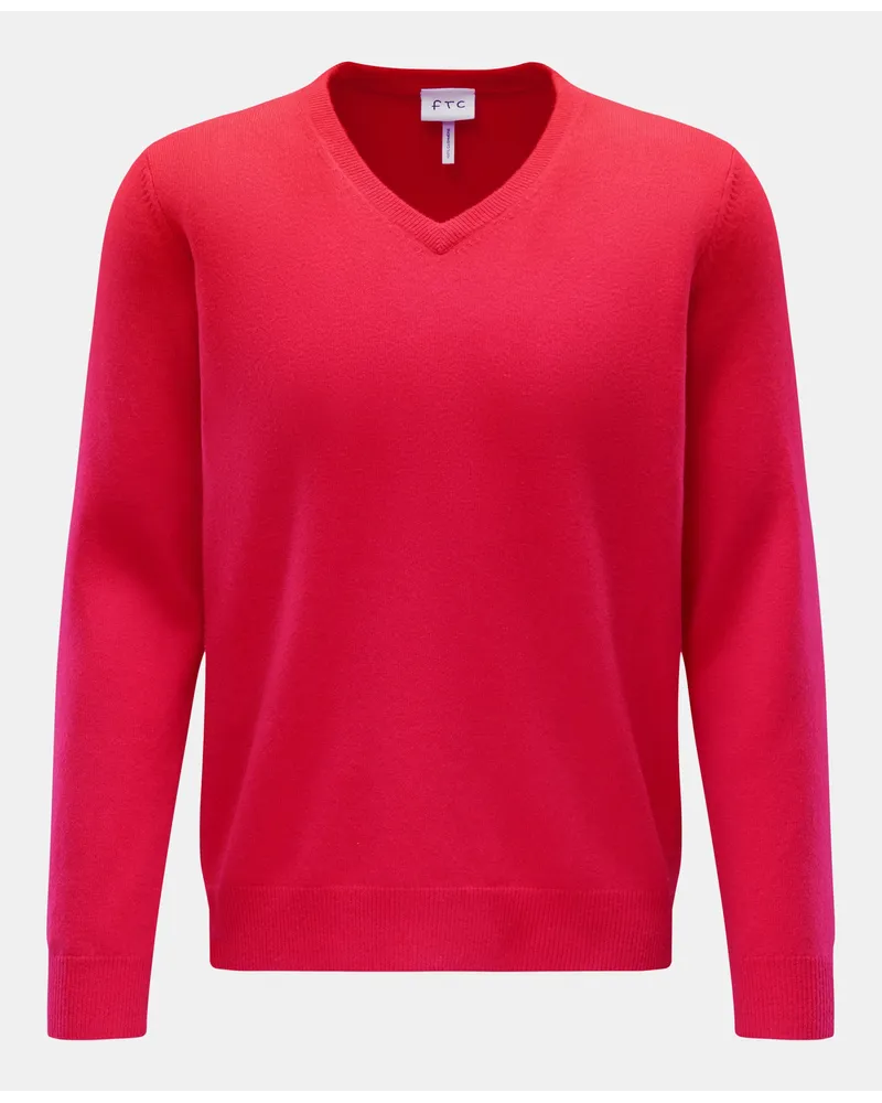 FTC Cashmere Kaschmirpullover mit V-Ausschnitt rot Rot