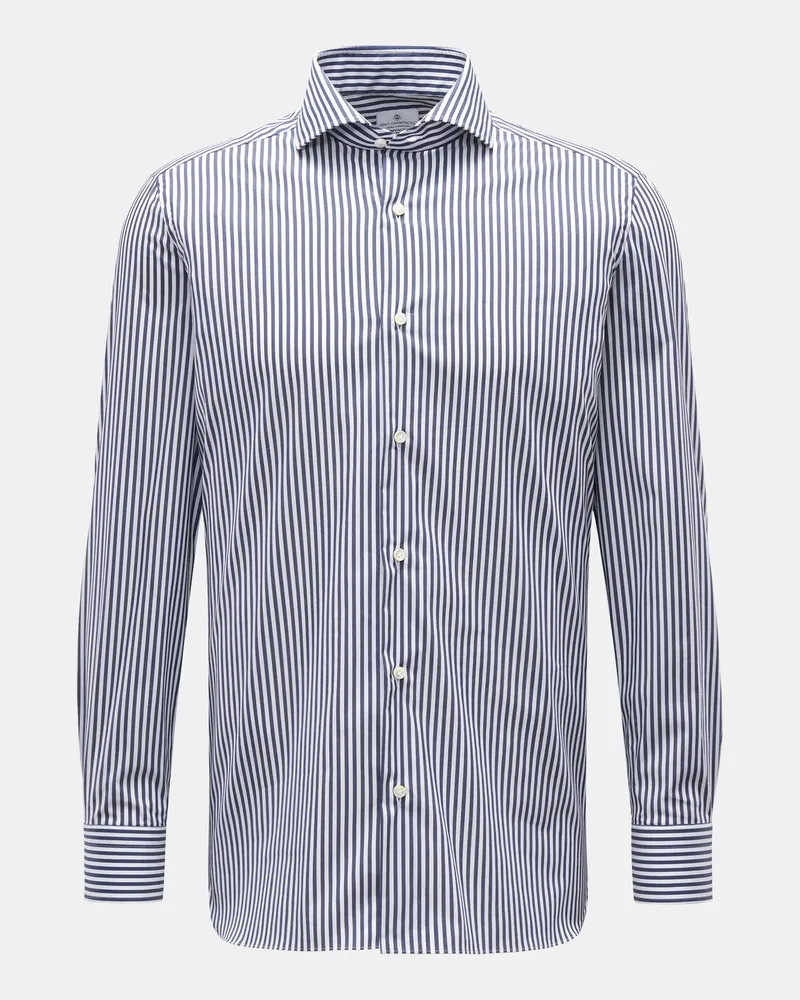 Giampaolo Viozzi Herren - Casual-Hemd Haifisch-Kragen navy/weiß gestreift Navy