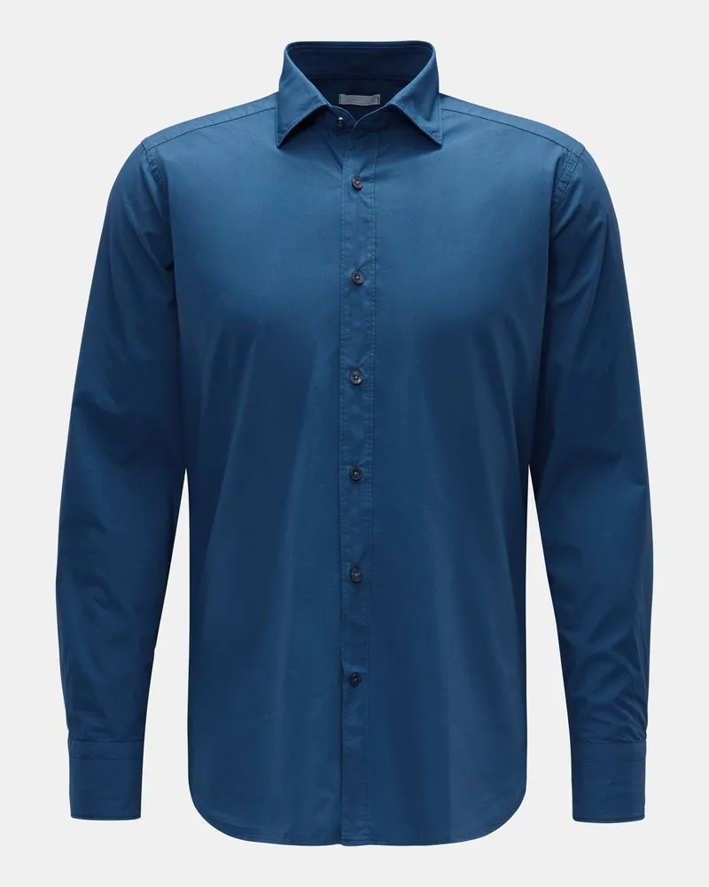 BRAUN Hamburg Herren - Casual Hemd Haifisch-Kragen dunkelblau Dunkelblau