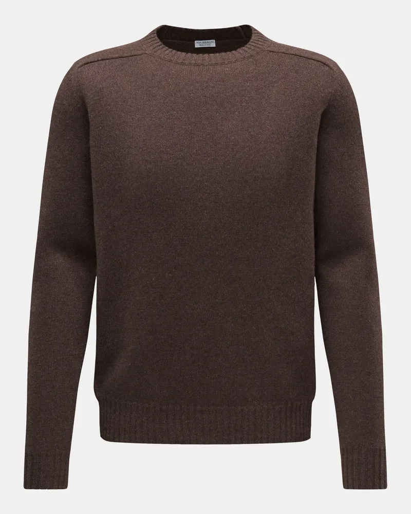 von BRAUN Herren - Cashmere Rundhalspullover graubraun Graubraun