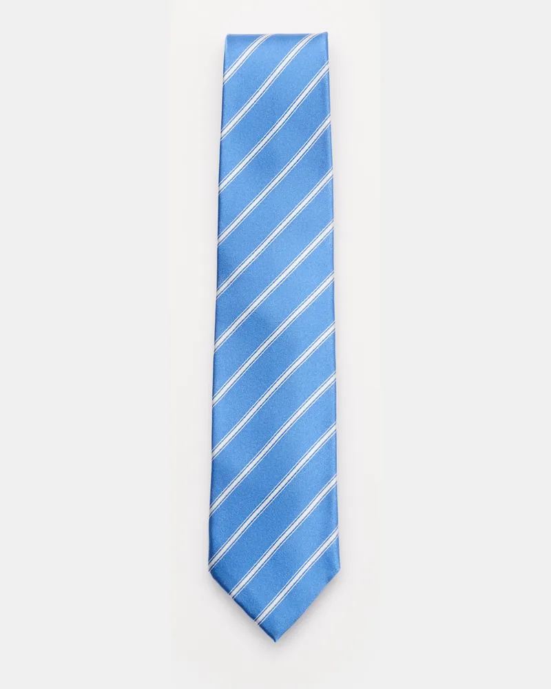 Bigli Herren - Seidenkrawatte 'Senna' blau/offwhite gestreift Blau