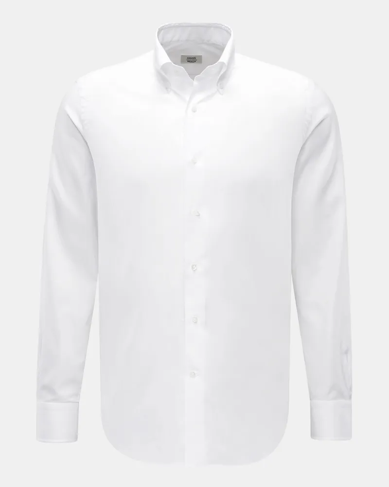 Gherardi Herren - Oxford-Hemd Button-Down-Kragen weiß Weiß