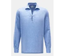 Popover-Hemd Haifisch-Kragen blau meliert