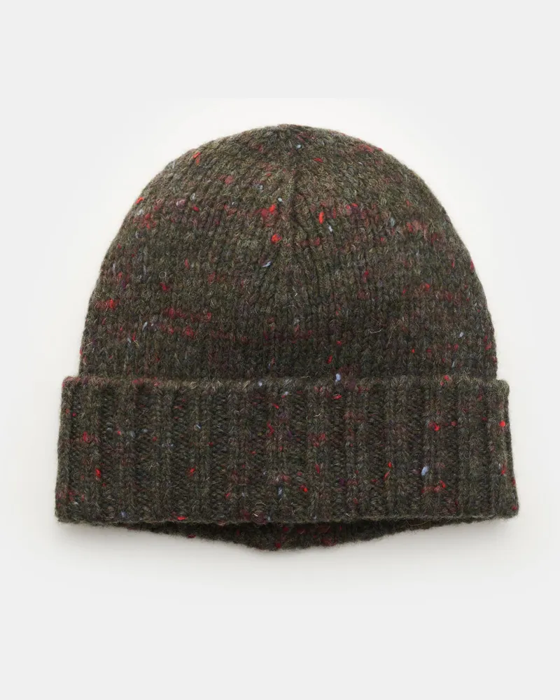 04651/ Herren - Mütze dark olive/rot meliert Dark