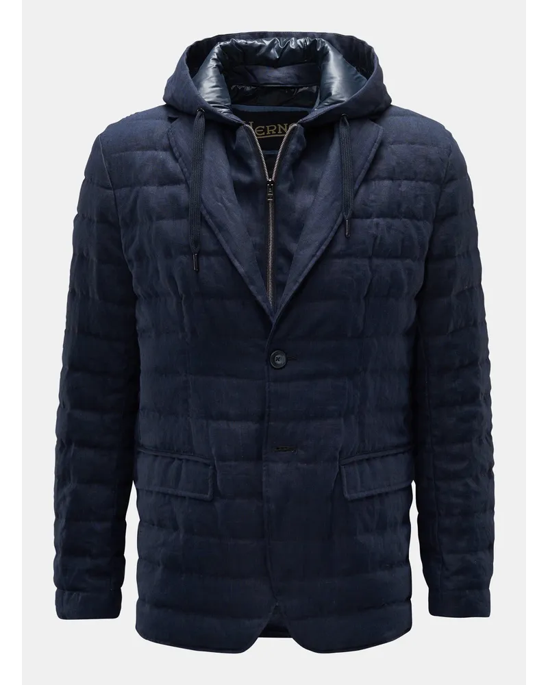 Herno Leinen-Daunenjacke navy Navy