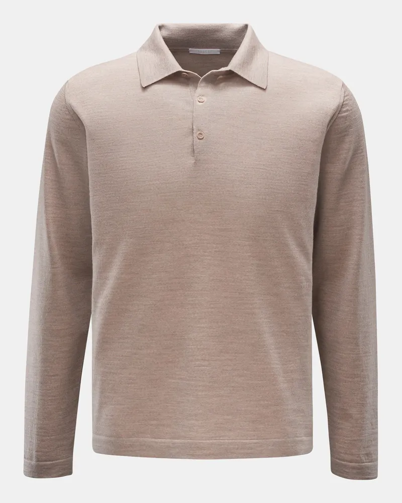 04651/ Herren - Merino Feinstrickpolo 'Oyster' beige Beige