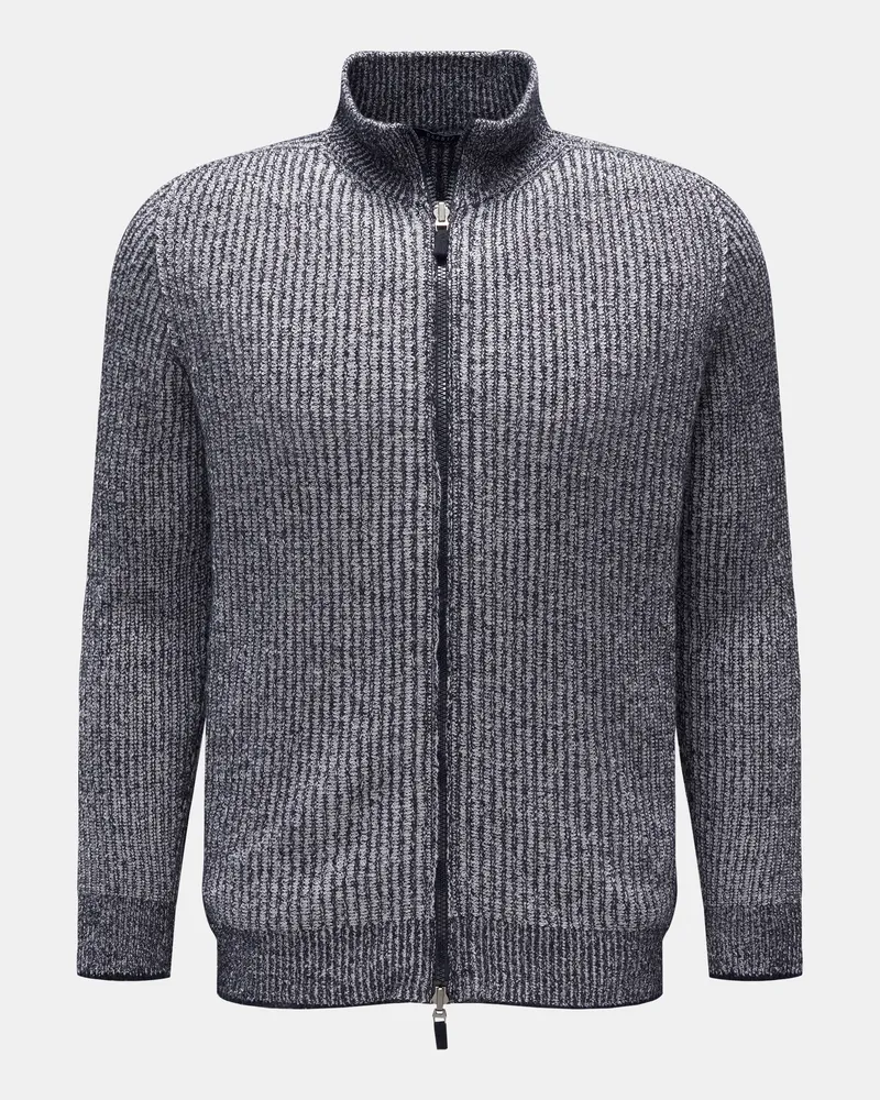 04651/ Herren - Wende-Strickjacke 'Reversible Full Zip' navy/weiß Navy