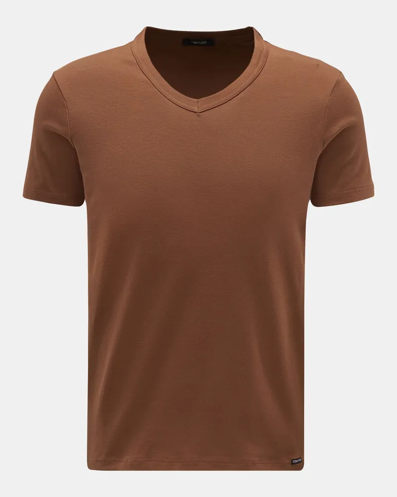 Tom Ford Herren - V-Neck T-Shirt braun Braun