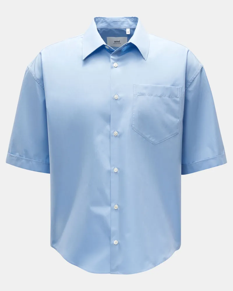 AMI Paris Herren - Kurzarm-Hemd Kent-Kragen blau Blau