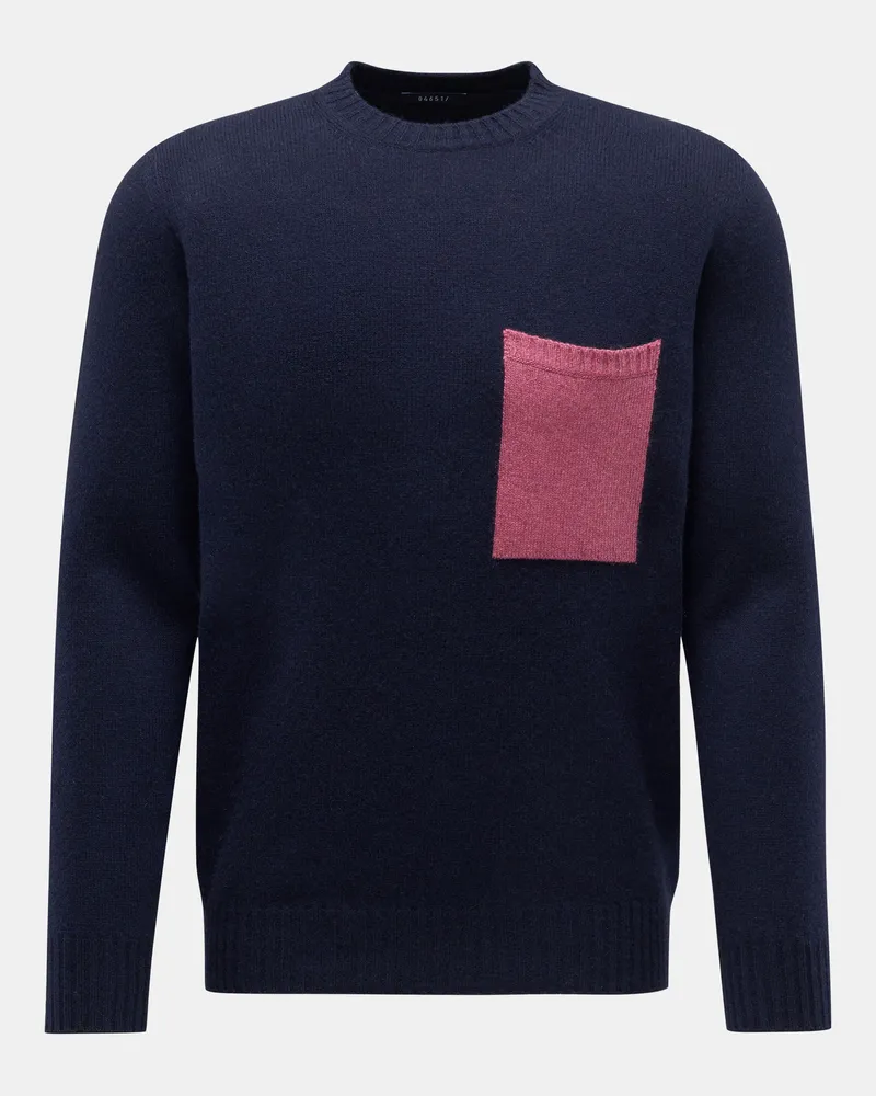 04651/ Herren - Cashmere Rundhalspullover navy Navy