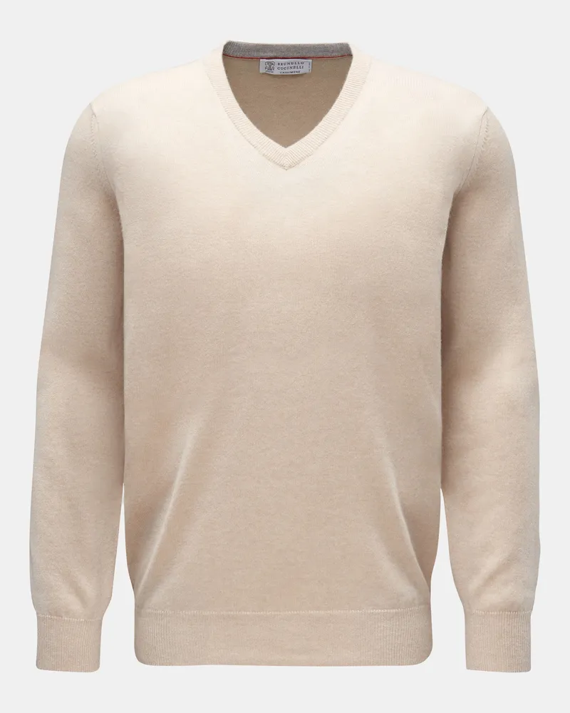 Brunello Cucinelli Herren - Cashmere V-Neck Pullover beige Beige