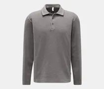Herren - Fleece Langarm-Poloshirt dunkelgrau