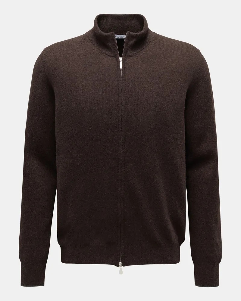 von BRAUN Herren - Cashmere Strickjacke dunkelbraun Dunkelbraun