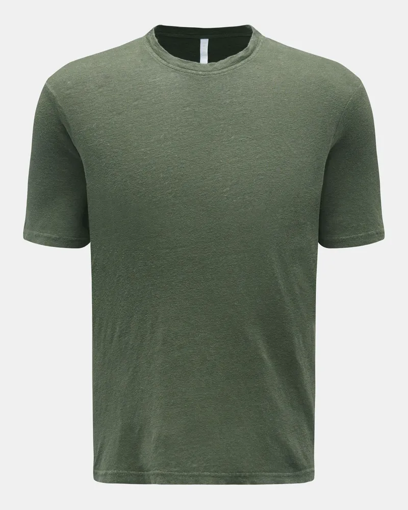 04651/ Herren - Leinen Rundhals-T-Shirt 'Linen Jersey' oliv Oliv