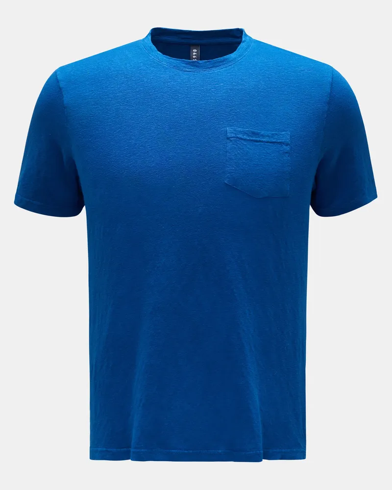04651/ Herren - Leinen Rundhals-T-Shirt blau Blau