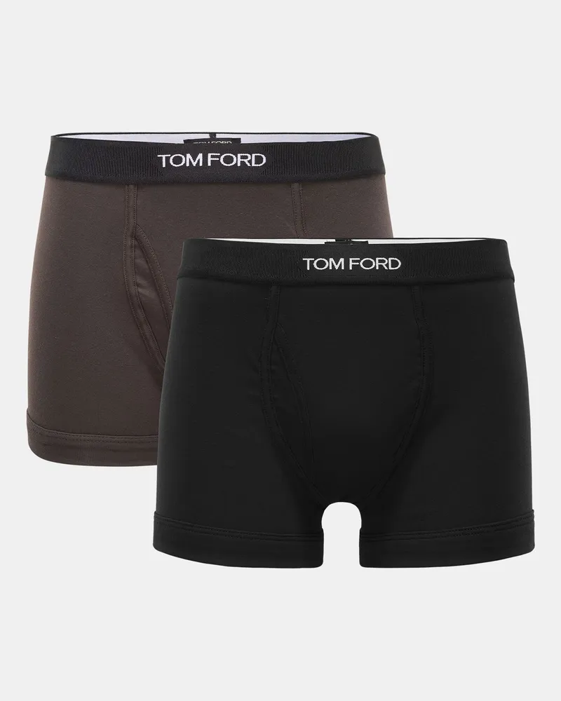 Tom Ford Herren - Boxershorts 2er-Set schwarz/dunkelbraun Braun