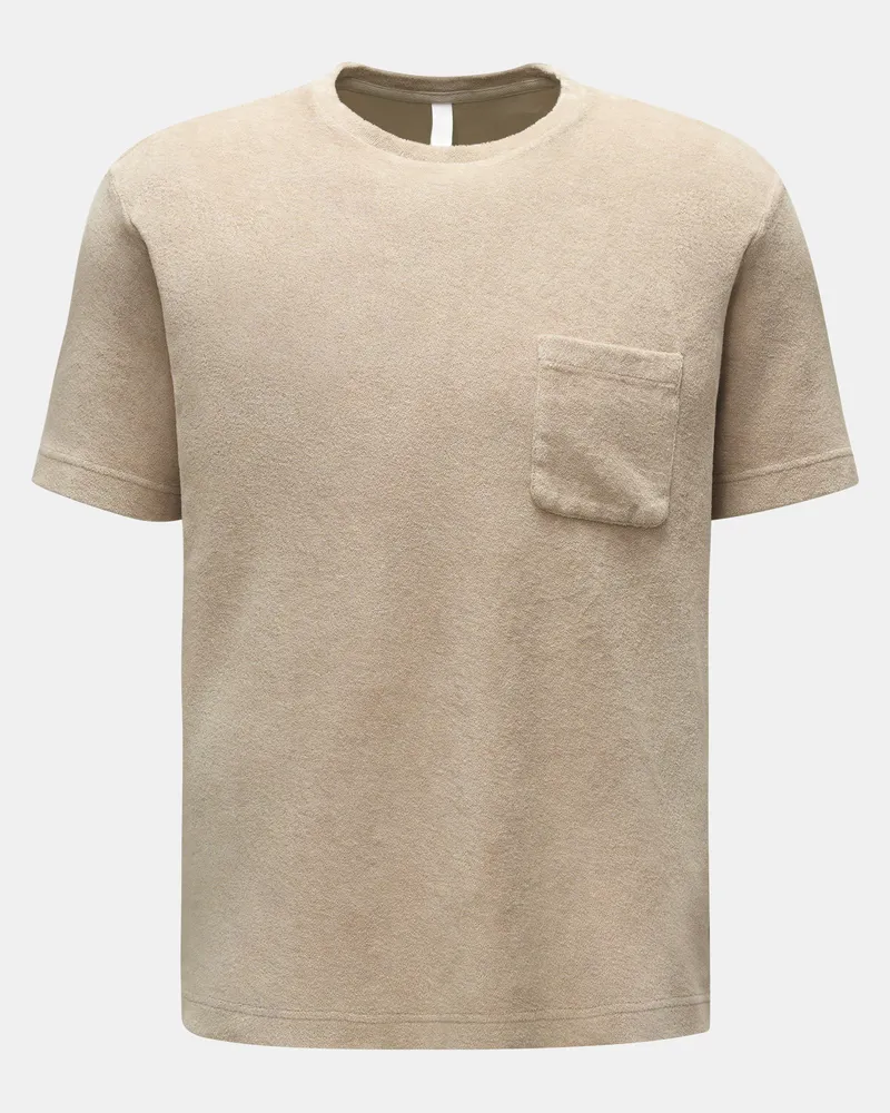 04651/ Herren - Frottee Rundhals-T-Shirt 'Terry Tee' beige Beige