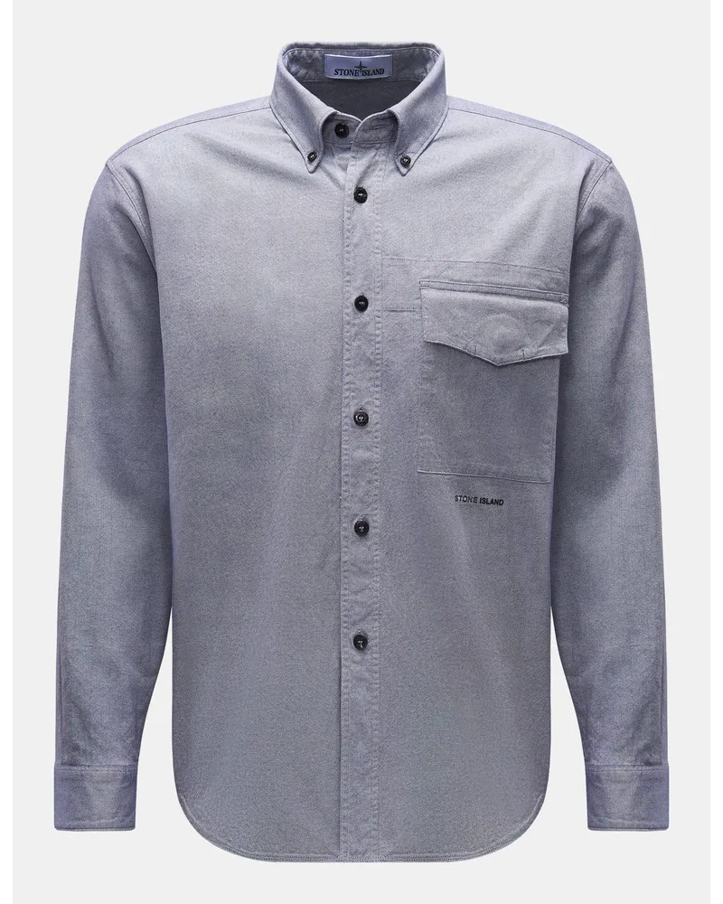 Stone Island Oxford-Hemd Button-Down-Kragen blau/weiß Blau