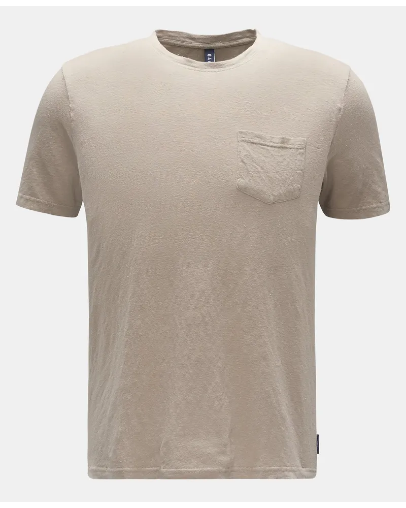 04651/ Leinen Rundhals-T-Shirt beige Beige