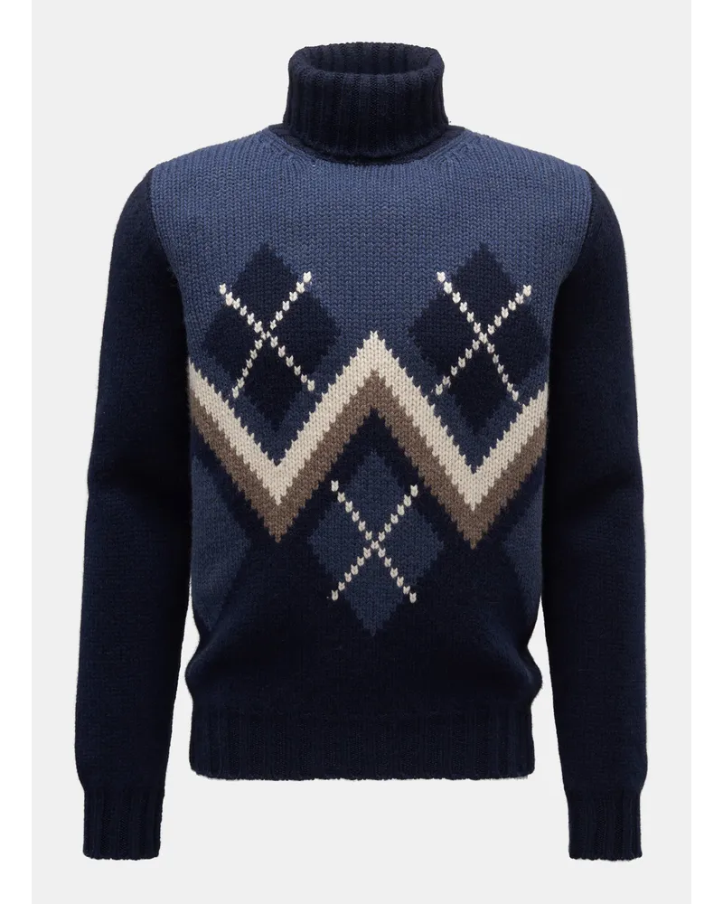 Fedeli Cashmere Rollkragenpullover navy/offwhite Navy