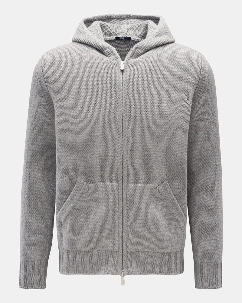 04651/ Herren - Cashmere Strickjacke 'Full Zip' grau Grau