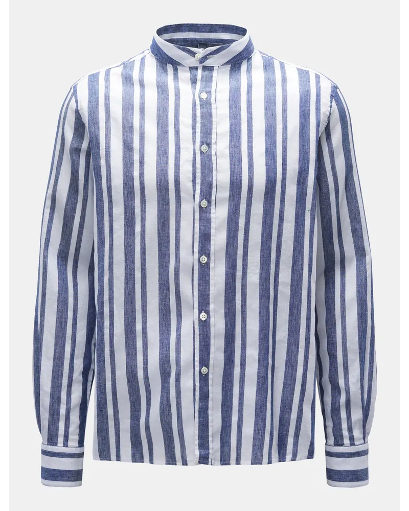 04651/ Casual Hemd 'Linen Stripe Guru' Grandad-Kragen navy/weiß gestreift Navy