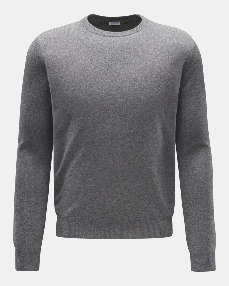 von BRAUN Herren - Cashmere Rundhalspullover grau Grau