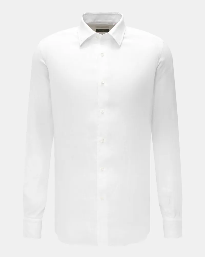 Glanshirt Herren - Leinenhemd schmaler Kragen weiß Weiß
