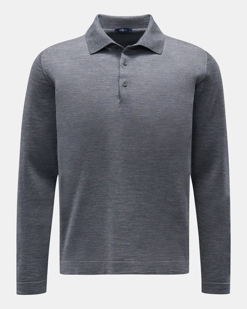 04651/ Herren - Merino Strickpolo dunkelgrau Dunkelgrau