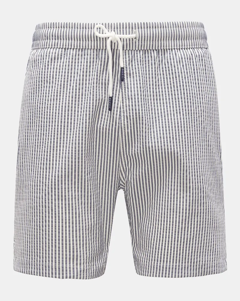 04651/ Herren - Seersucker-Badeshorts 'Seersucker Swim' graublau/weiß gestreift Navy