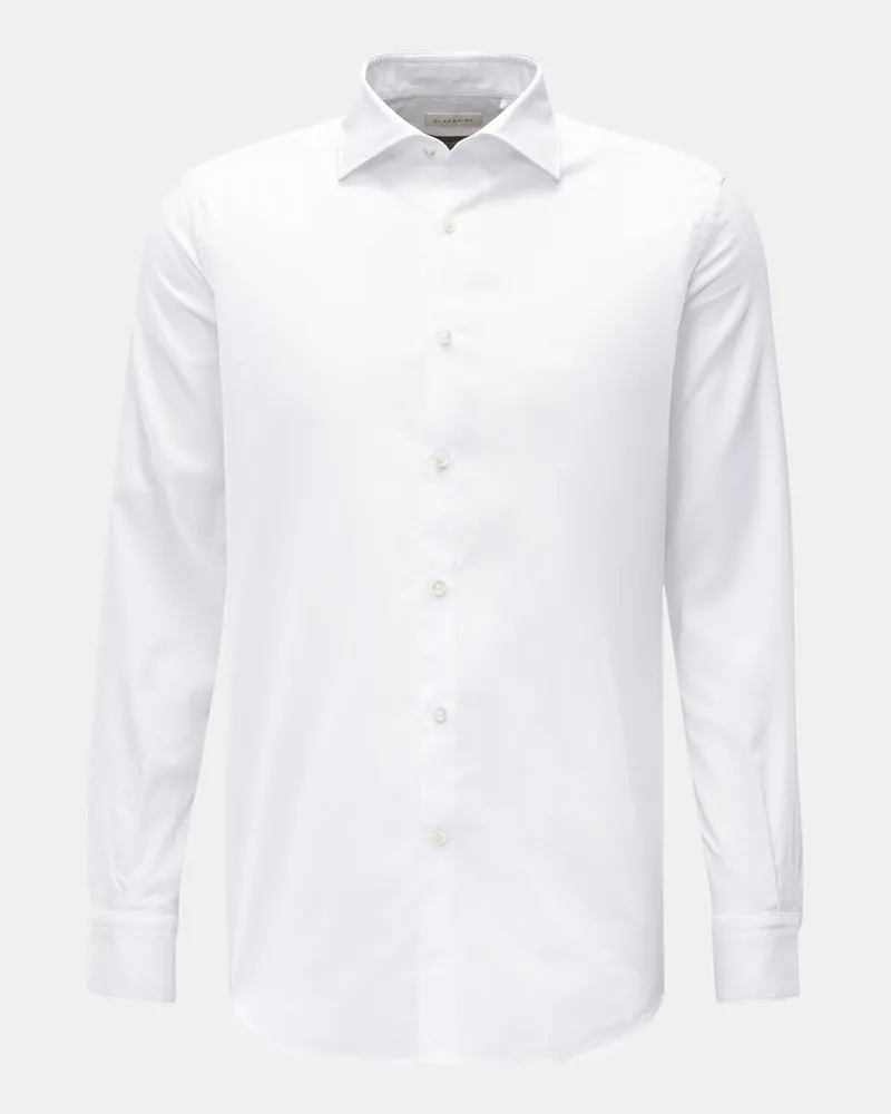 Glanshirt Herren - Oxford-Hemd Haifisch-Kragen weiß Weiß